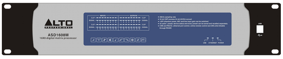 美国ALTO ASD1608M音频矩阵处理器 适用于会议室 报告厅 礼堂 多功能厅 剧场 剧院 演出等场合产品图